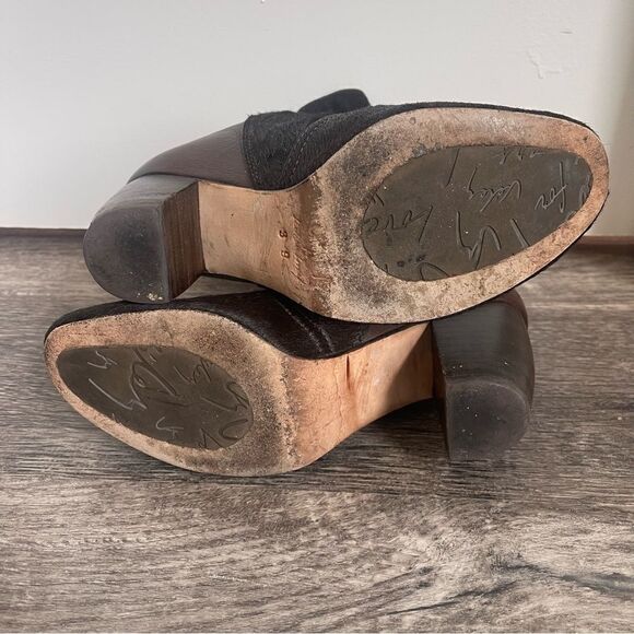 Leather Calf Hair Heeled Ankle Boots Booties Size 10 Velez for Leather Lovers - Picture 4 of 10